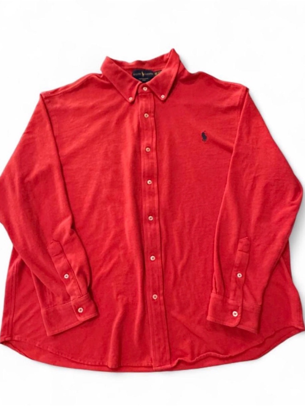 Ralph Lauren Red Long-Sleeve Button-Down Polo Shirt